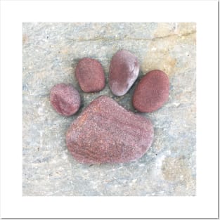 Cute Dog Lover Gift - Photographic Beach Pebble Paw Print Posters and Art